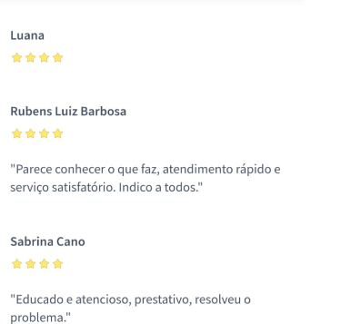 Avaliação 10 de cliente JR Eletricistas