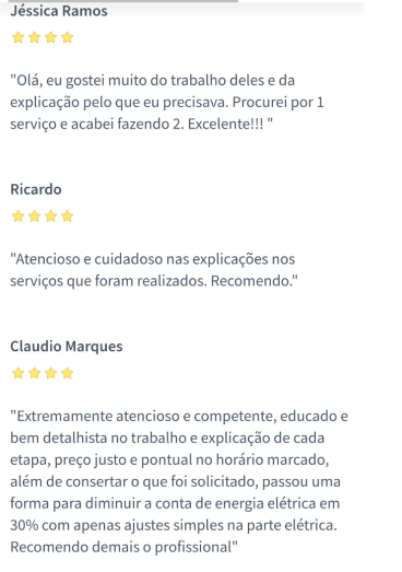 Avaliação 14 de cliente JR Eletricistas